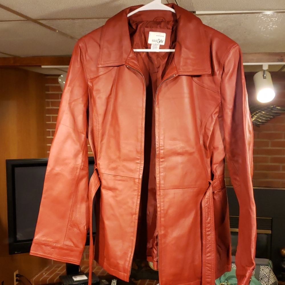 East 5th Womens Genuine Leather Red Coat Amazing